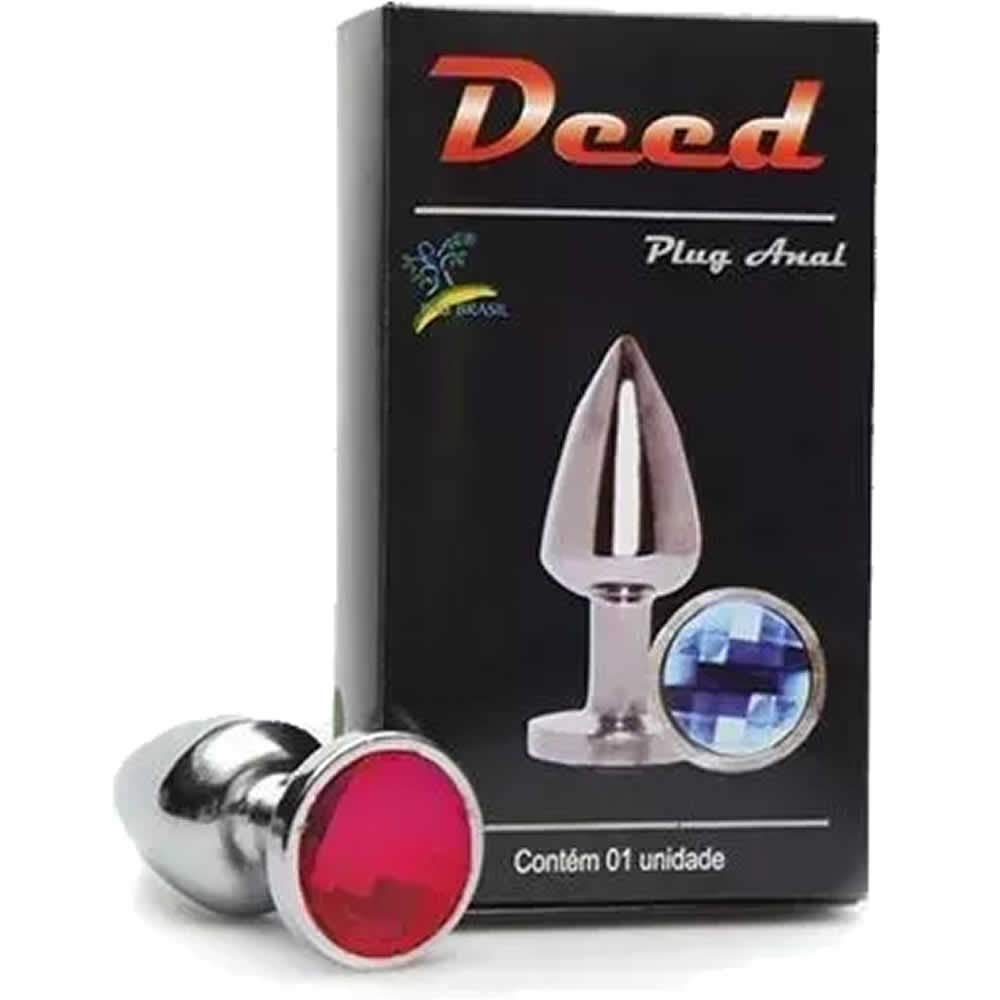 fantasy anal plug Plug Dilatador Anal Cromado Jóia Colorida Vermelho Iniciante Médio  6,5x2,5cm Sex Shop