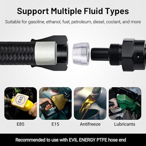 EVIL ENERGY 12AN PTFE Fuel Line Kit,AN12 E85 Nylon Braided Fuel Hose Black 20FT PTFE Fuel Line Hose(5/8Inch ID) by EVIL ENERGY - Image 5
