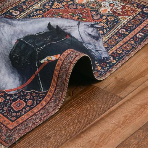 Image of Cotton Bolls Textiles Rugs for Living Room 5x7 Feet Large Size | Lightweight Foldable Carpet for Bedroom & Hall | Easy to Handle During Daily Cleaning | Travel Friendly Printed Rug | Mustang