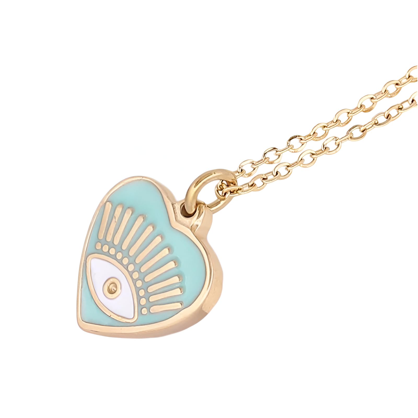 Collar contra el mal de ojo para mujeres y niñas, collar de corazón bohemio de la suerte turco de plata de ley 925, oro,