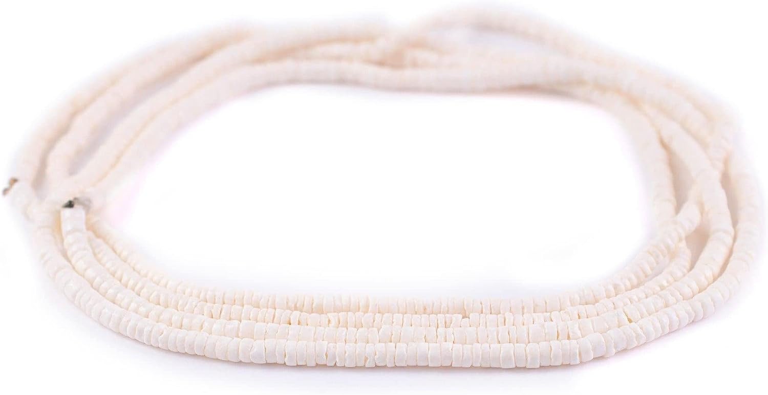 The Bead Chest Cream Sliced Shell Heishi Beads (3mm)