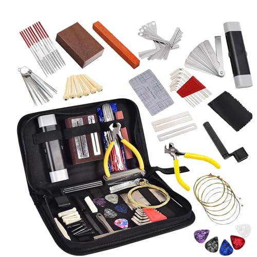 72-teiliges Gitarren-Werkzeugset, professionelles Gitarren-Wartungswerkzeug-Set für Ukulele, Bass, Banjo, Gitarrenbauer, Werkzeug, Gitarrenreparatur-Set für Gitarrenspieler oder Saiteninstrumente