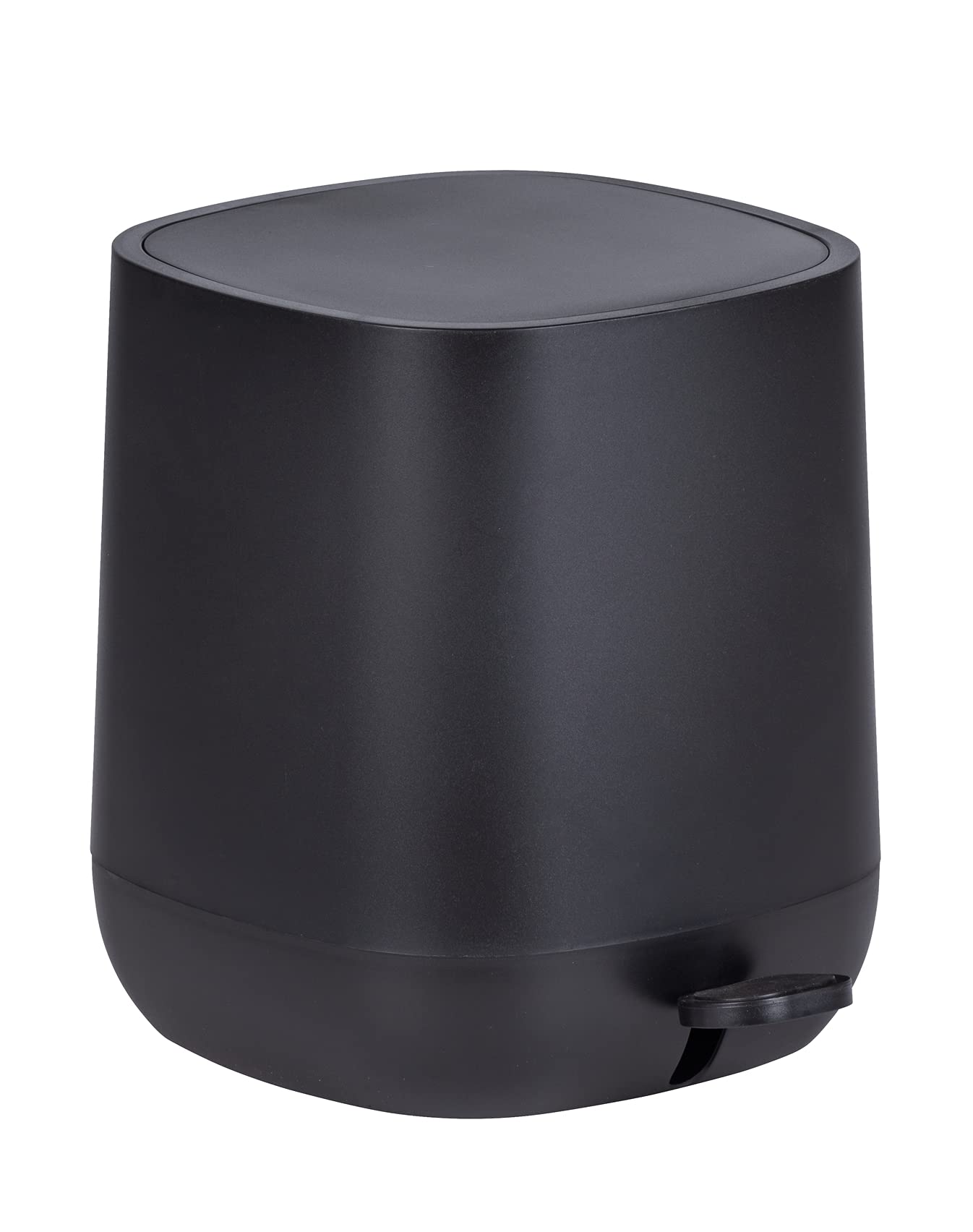 WENKO Treteimer Davos, 5 Liter, puristischer Kosmetikeimer mit Easy-Close Absenkautomatik, 23,5 x 26 x 27,5 cm, Schwarz matt & WC-Garnitur Badi Schwarz, hochwertige Keramik mit Matter Oberfläche