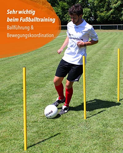 SPORTIKEL24 Slalomstangen 100 cm – ø 32 mm – 5er-Set mit Metallspitze – Rot – Trainingsstangen für Agility, Fußball & Koordinationstraining