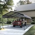 PHI VILLA 12x25 ft Carport, Metal Carports Canopy Heavy Duty Car Port Portable Garage with Galvanized Steel Roof Multi-Use Shelter, Sturdy Outdoor Car Ports for Cars, Boats and Tractors