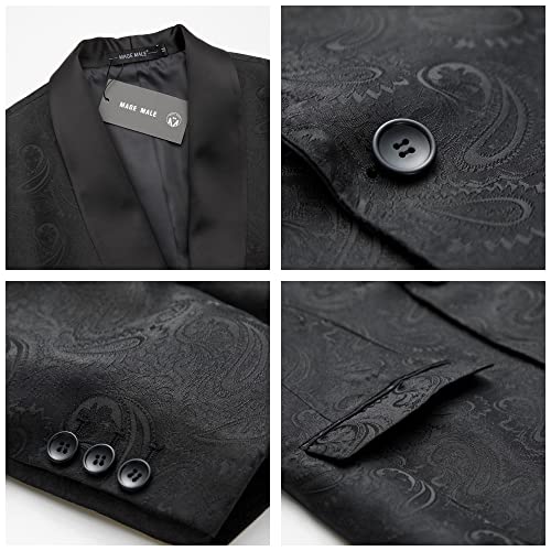 MAGE MALE Men's 2 Piece Slim Fit Floral Tuxedo Suit Paisley Peak Lapel One Button Single Breasted Suit Jacket Pants Set3