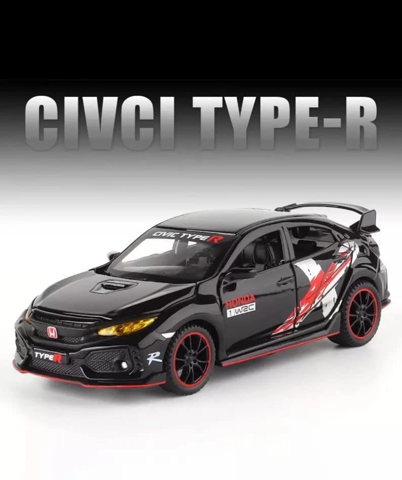 Image of Alokik Enterprise Exclusive Alloy Metal Pull Back Die-Cast Car 1:32 Civic Honda Diecast Metal Pullback Toy Car With Openable Doors & Light|Music Boys Gifts Toys For Kids (Civic Honda)|Multicolor