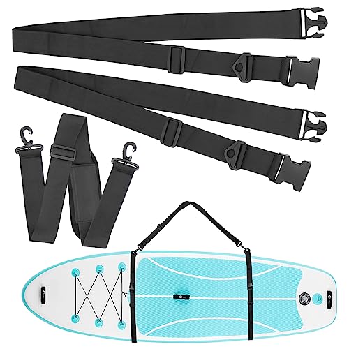 Ajustable Correa de Hombro para Transporte Tabla de Surf,Kayak,Sup, Canoas,Llevar Cinturón y Correa Fijas (Negro)