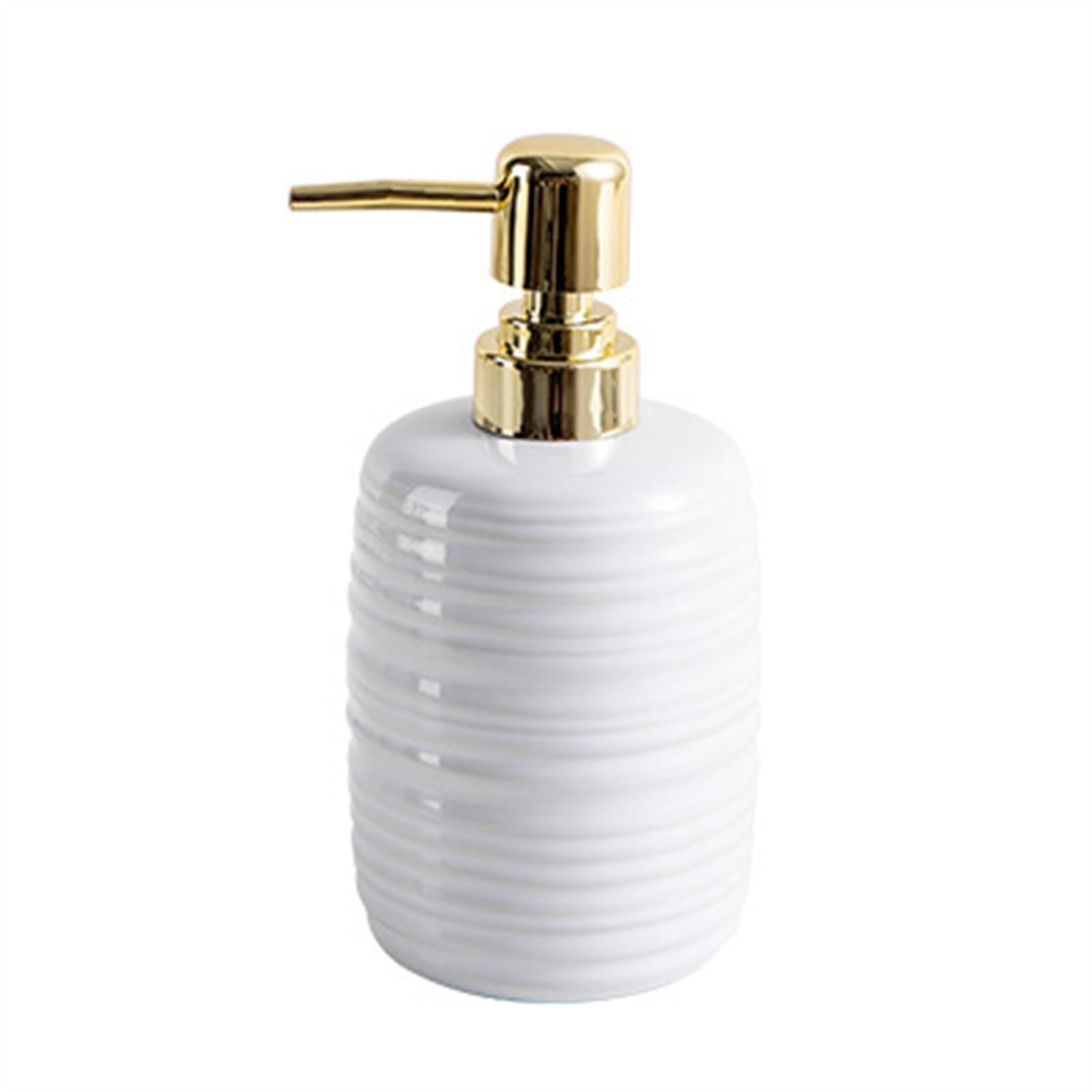 Cyairong-22 White Soap Dispenser 13.5Oz Modern Ceramic Soap Dispenser Electroplated Abs Pumps Bottles Bathroom Kitchen Décor For Counter