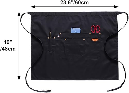 Miniatura 7 de TOPTIE Delantal de cintura de mezclilla unisex para camarerocamarero
