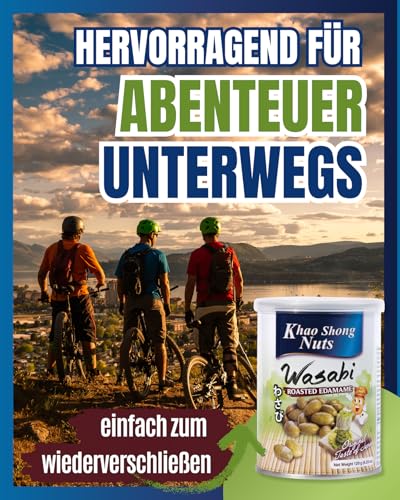 Khao Shong - Geröstete Edamame mit Wasabi – Geröstete Sojabohnenkerne mit Wasabi Geschmack – Snacks, Nüsse & Erdnüsse aus Thailand – 1 x 120g