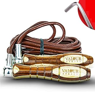 Valour Strike Leather Weighted Skipping Rope | Weighted Jump Rope for Boxing, Fitness Training, HIIT, MMA, Exercise | Leather Skipping Ropes Adult, Men & Women Workout Equipment