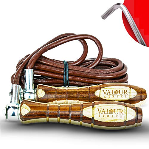 Valour Strike Leather Weighted Skipping Rope | Weighted Jump Rope for Boxing, Fitness Training, HIIT, MMA, Exercise | Leather Skipping Ropes Adult, Men & Women Workout Equipment