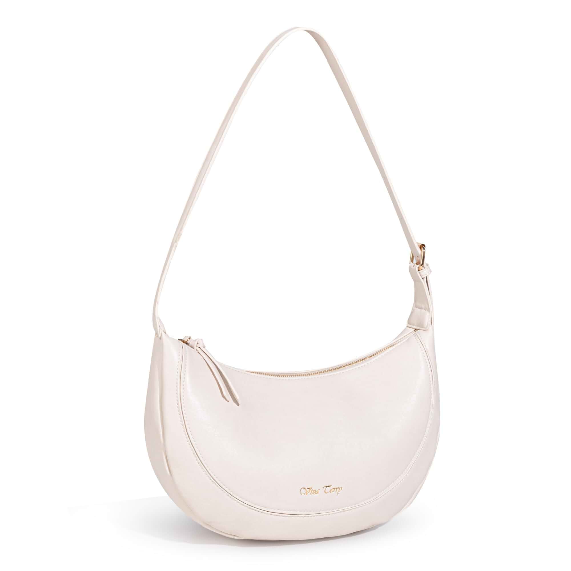 Vegan Leather Crescent Bag Casual Shoulder Purse and Handbag for Women with Adjustable Strap and Tassel