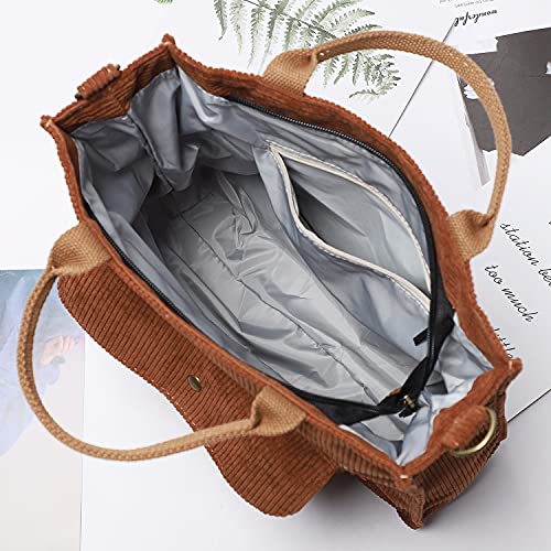 Brown Corduroy Crossbody Tote Bag for Women - Large Capacity - Image 5