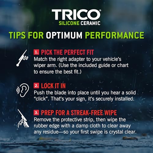 Image of TRICO Silicone Ceramic (90-170) 17 Inch Automotive Replacement Windshield Wiper Blades For my Car, Ceramic Coated Silicone Super Premium All Weather Beam Blade for Select Vehicle Models