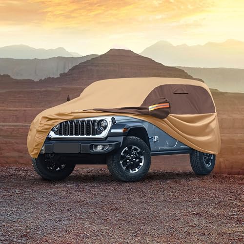 Image of 10 Layer Full Car Cover Waterproof All Weather Outdoor Car Covers Rain Snow UV Dust Protection for Wrangler 4 Door