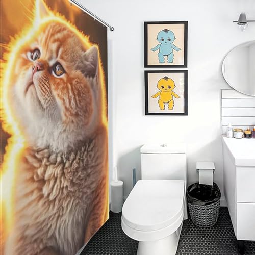 Rideau de douche chat en polyester lavable contre les éclaboussures