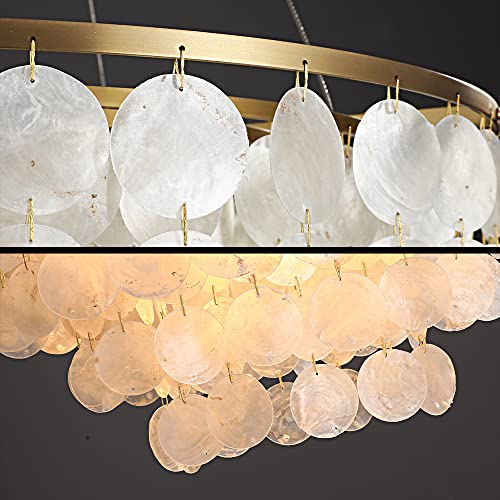ZEDSUN Modern Capiz Chandelier Lighting 5 Lights, Natural Shell Hanging Ceiling Light Fixtures Contemporary Seashell Coastal Chandeliers for Living Room Hallway Foyer - Image 7