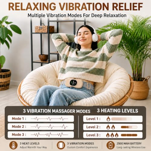 Image of BRONTIX Menstrual Pain Relief Heating Pad | Electric Period Cramp Massager