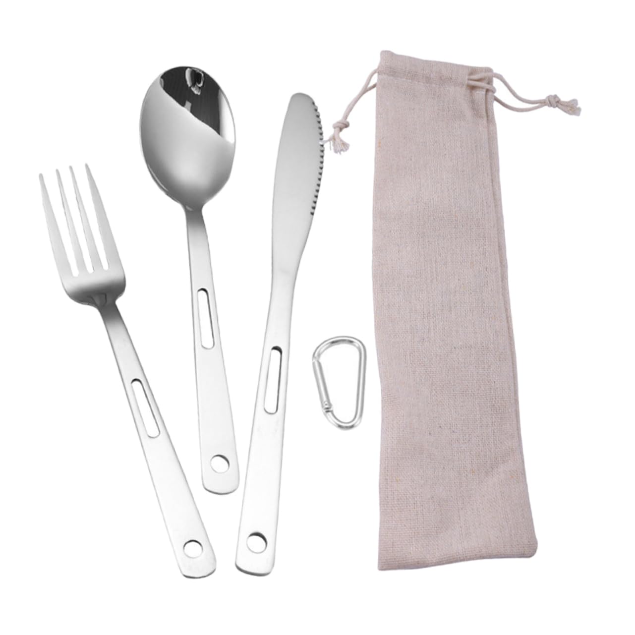 HANABASS Posate Portatili Per Campeggio in Acciaio Inox Utensili Da Viaggio Per Picnic e Barbecue Forchetta Coltello e Cucchiaio