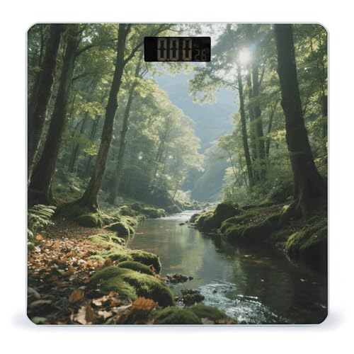 Báscula de baño digital Mountain Forest Nature vidrio templado miniatura 1