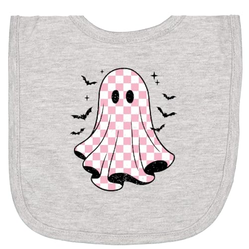 inktastic Halloween White and Pink Checkered Ghost and Bats Newborn Bib