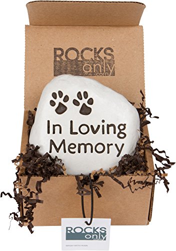 (3) Rocks - Miss You - In Loving Memory With Paw Prints And Love - Engraved And Cast In Stone #TOP3