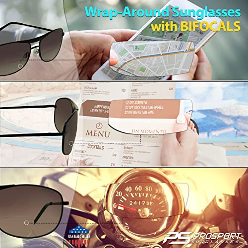 proSPORT Aviator Bifocal Sunglasses +1.50 Black Gunmetal Frame Smoke Lens Bifocal for Men and Women4