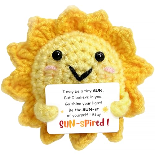 Iznomo Sunshine Gifts - Positive Crochet Dolls with Cheer Up Messages, Sunshine Gifts for Women, Men & Friend, Emotional Support Dolls - Crochet Emotional Support Buddies | Mental Wellness Companion