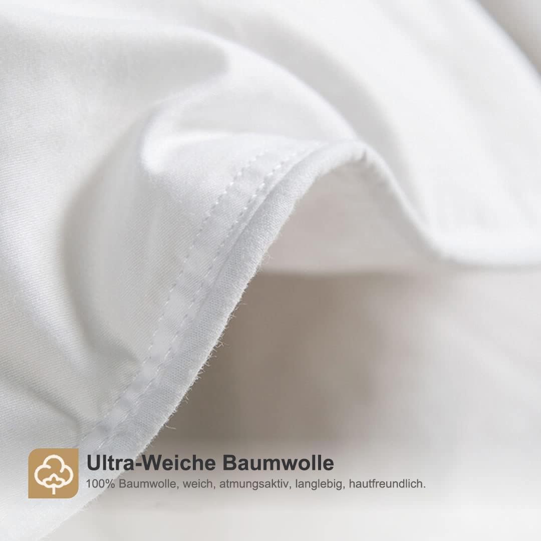 DWR Daunendecke Ganzjahr 240x260 cm,100% Bio-Baumwolle,Bettdecke mit Daunen und Federn Füllung,Übergangsdecke Ganzjahresdecke,Öko-Tex und RDS Standard,Weiß