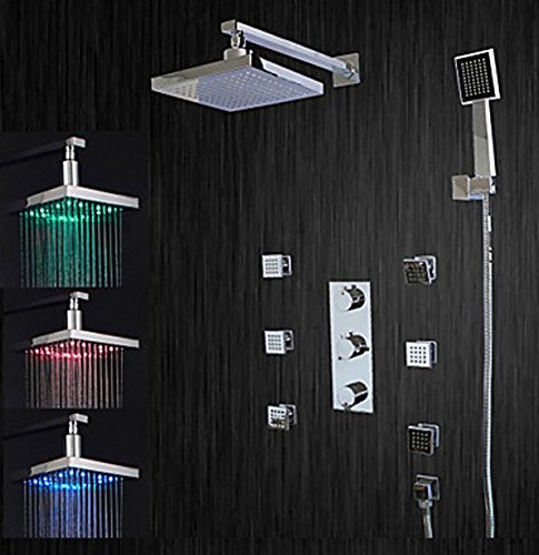 Douche LED changement couleur pour cabine moderne avec jets de massage