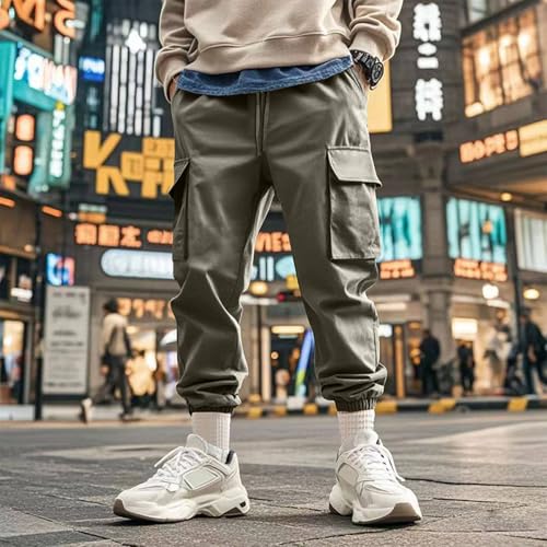 Mens 2025 Cargo Sweatpants Loose Fit Jogger Pants Wide Leg Elastic Waist Stretch Active Solid Trousers with Pockets2
