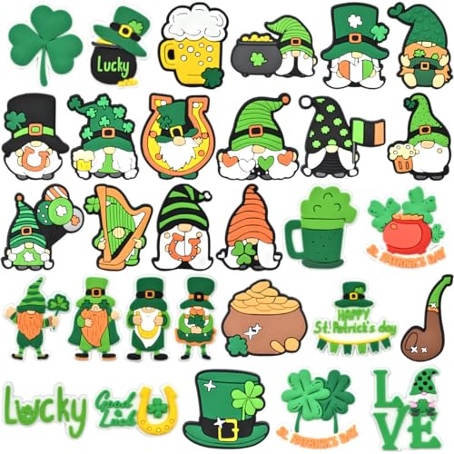 GDJEWLS Random 10 Pcs Irish Shoe Charms for Shoes, Wristbands and Bags Decoration | Non-Breakable, Non-Toxic PVC Shoes Charms | Fun Gift for Kids, Boys, Girls and Adults