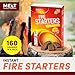 Fire Starter Squares, 160 pcs - Charcoal Fire Starters for Campfires, Grill, Outdoor Pit, Fireplace, Wood Stove, BBQ - Firestarter Sticks, Water Resistant & Odorless - Camping Accessories Essentials