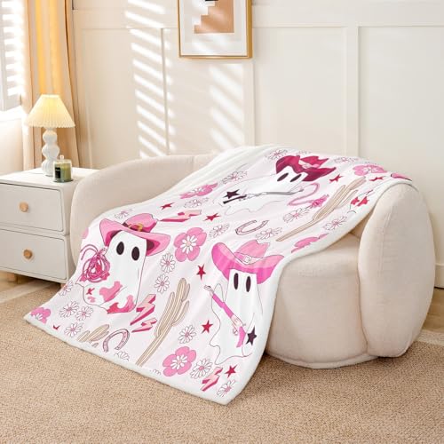 Couverture fantôme rose et blanc douce 152x203cm Manfei - 4