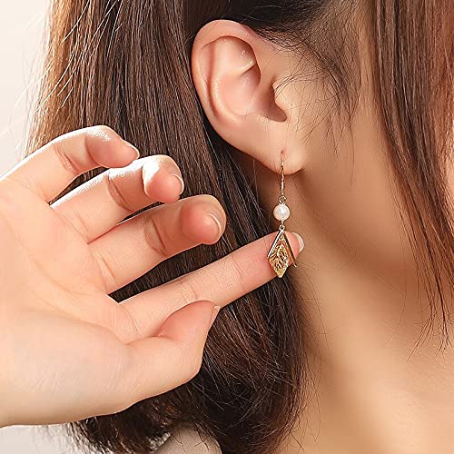 Boucles d'oreilles à feuilles de perle, cadeau d'anniversaire idéal