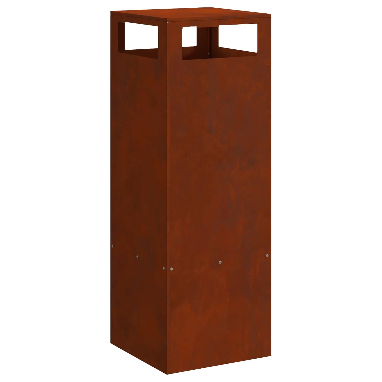 Brasero rectangulaire en acier résistant aux intempéries, marron, 35 x 35 x 100 cm, pour jardin, terrasse, atmosphère chaleureuse le soir