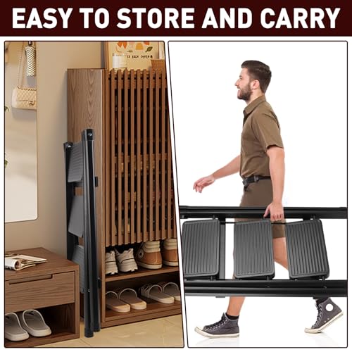 Image of 3-Step Ladder, Folding Step Stool for Kitchen /Closet /Garage, Sturdy & Lightweight Aluminum Handy Ladder, 200 lbs Capacity, Anti-Slip Pedals, Compact & Portable for Home DIY & Everyday Tasks