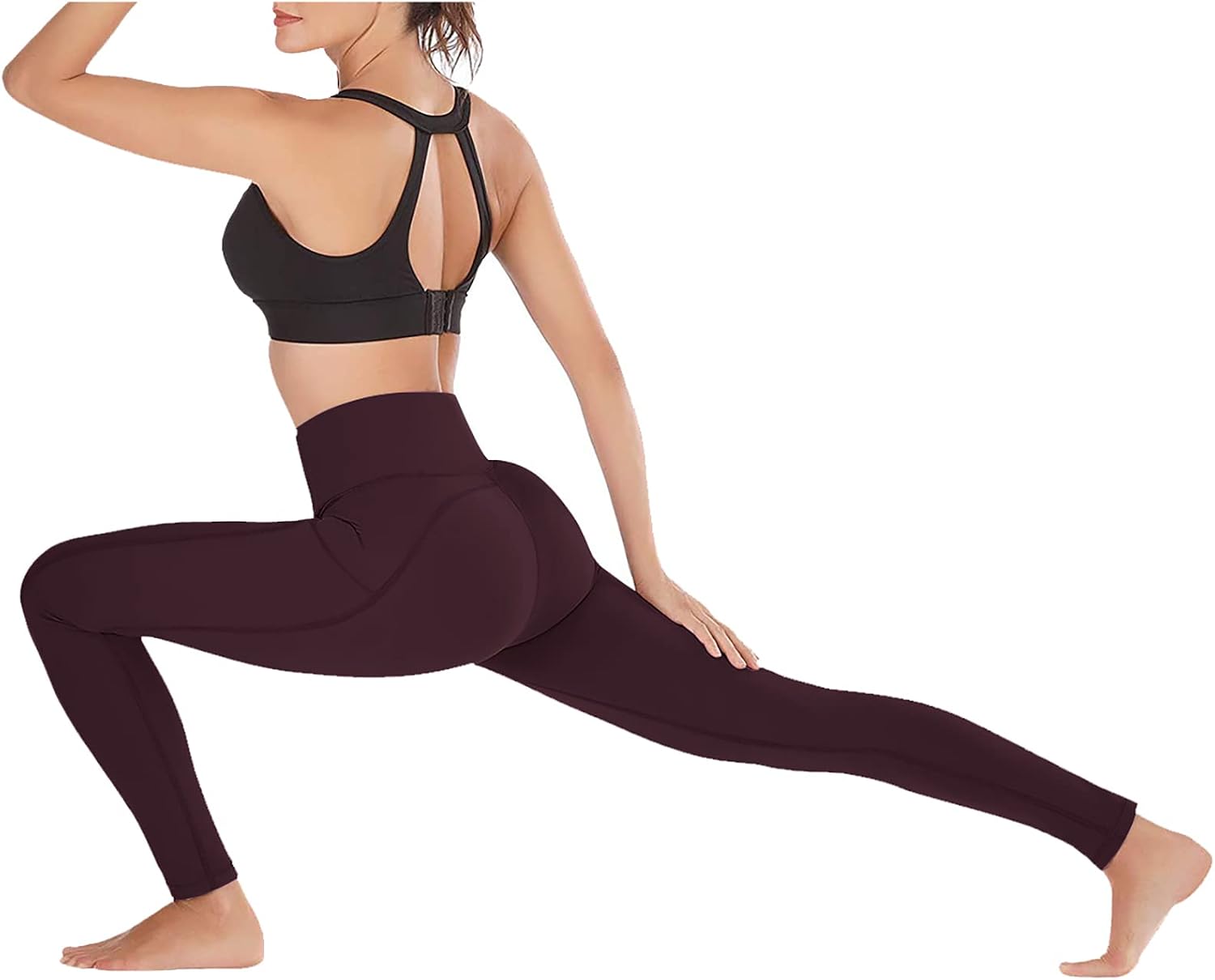 OUGES Womens High Waist Pockets Yoga Pants Running Pants Workout Leggings
