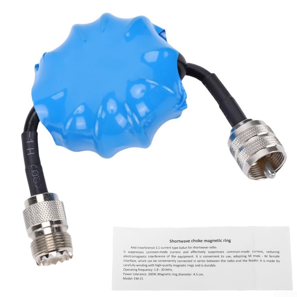 Balun de corriente 1:1 Estrangulador de modo común para antenas 1.8-30MHz 45mm ferrita 100W PEP conector RF