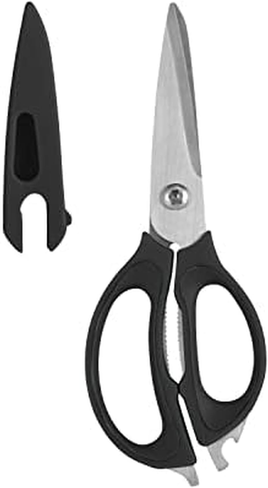 5157675 4 in 1 Multipurpose Stainless Steel Kitchen Scissors with Blade Cover, Black