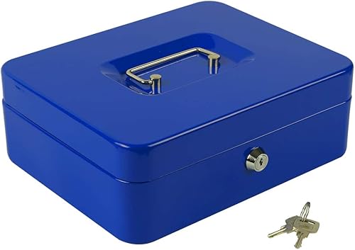 Miniatura 9 de KYODOLED Caja de dinero mediana con bandeja para dinero, pequeña caja de seguridad con llave, cajón de efectivo, 7.87 x 6.30 x 3.54 pulgadas, verde,