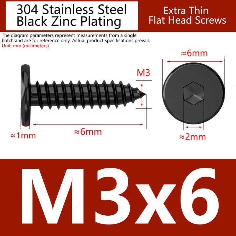 Tornillos autoperforantes acero inoxidable M3 x 6mm 100 piezas miniatura 2