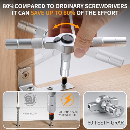 60 in 1 Magnetic Ratchet Screwdriver Set with Detachable T-Handle - image 4