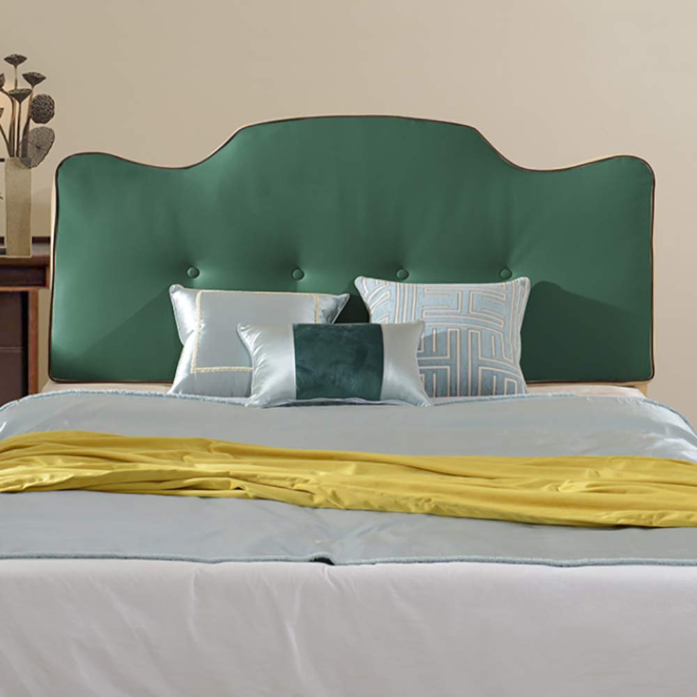 RUYII Bed Headrest Artificial Leather Bed Head Cushion Headboard Wrapped Sponge Filling Can Be Removed Bed Ornament,Green-150×65cm