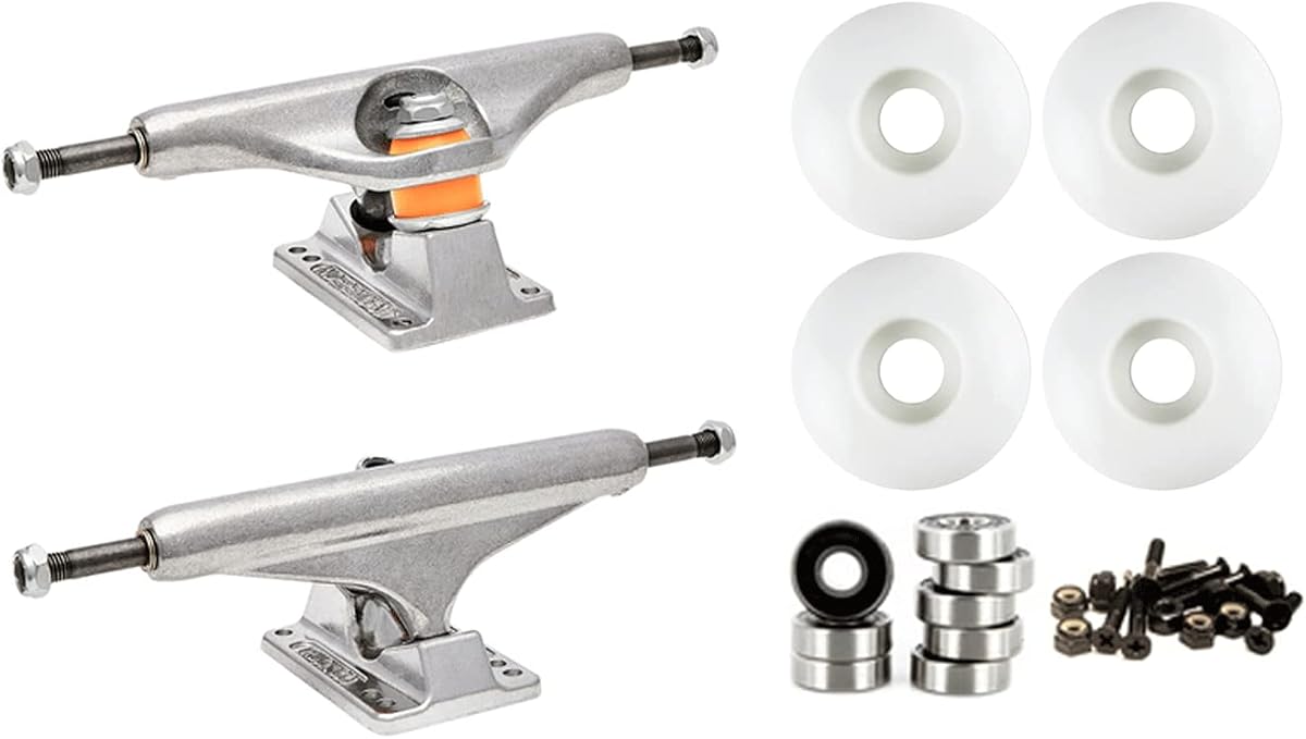 Independent 159 (8.75") Skateboard Trucks 58mm White Wheels and Bearings Combo Package