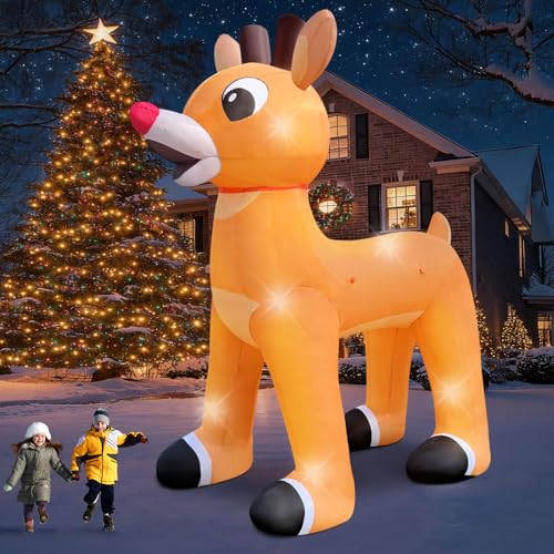 Image of 20Ft Christmas Inflatable Reindeer, Premium Large Blow Up Deer Outdoor Decorations with 370W Inner Blower & 80ft LED Lights for Commercial Use, Yard Lawn Xmas Party Decor