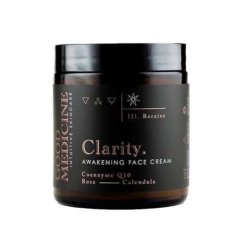Good Medicine Beauty Lab Clarity Awakening - Crema facial diaria antienvejecimiento con coenzima Q10 y vitamina B3, aceite de coco hidratante y aloe