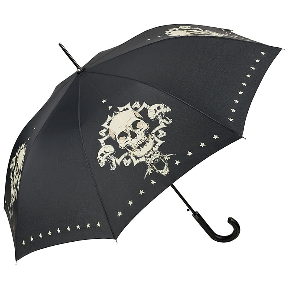 VON LILIENFELD® Parapluie Canne Grand Robuste Ouverture Automatique Art Skull Crâne
